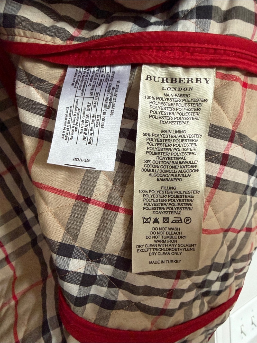 Burberry Red Quilted Snap-Front Jacket - Picture 3 of 8